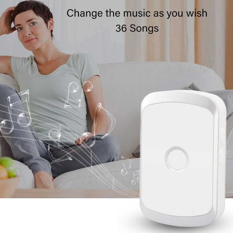 Wireless Doorbell with 36 Chimes 4 Volume Level LED Flashing
