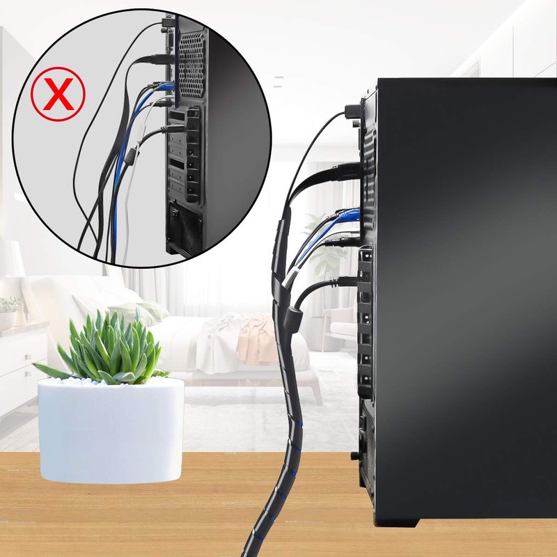 33FT XHF 5/16" Spiral Cable Wrap 8mm(Wrapping Range:6mm-60mm) Cord for