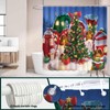 Funnytree Cartoon Christmas Shower Curtain for Bathroom Xmas Winter Village