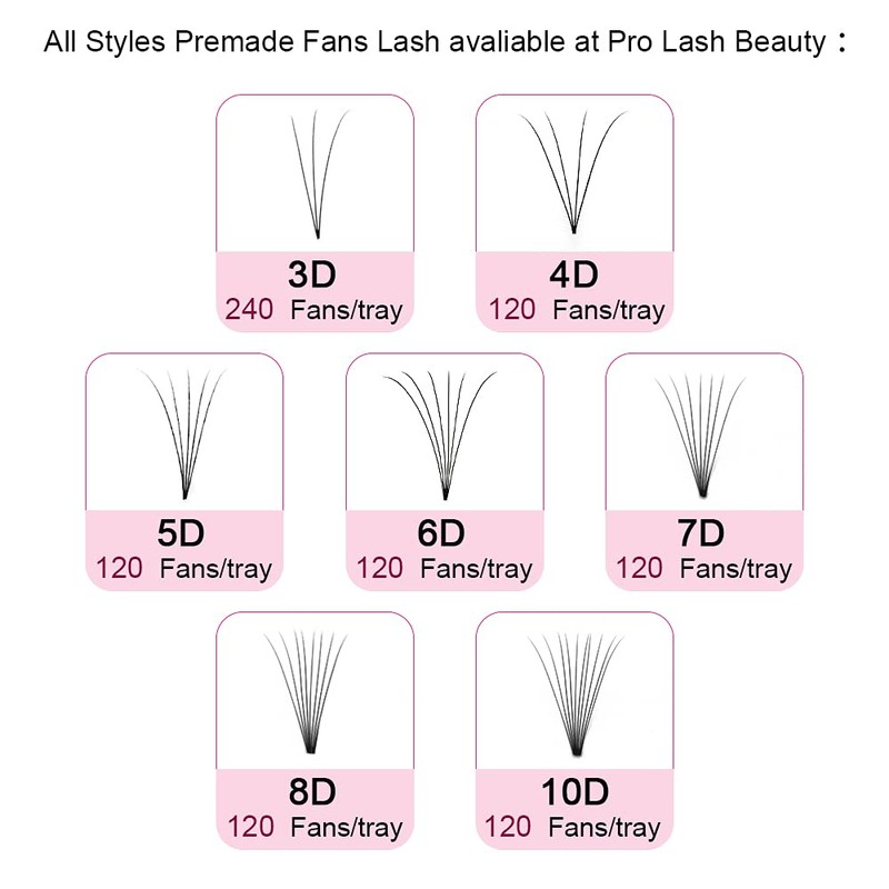 Fan Eyelash Extensions, 6D-0.07-15, Short, Ready-Made Volume Eyelashes, 0.07 D