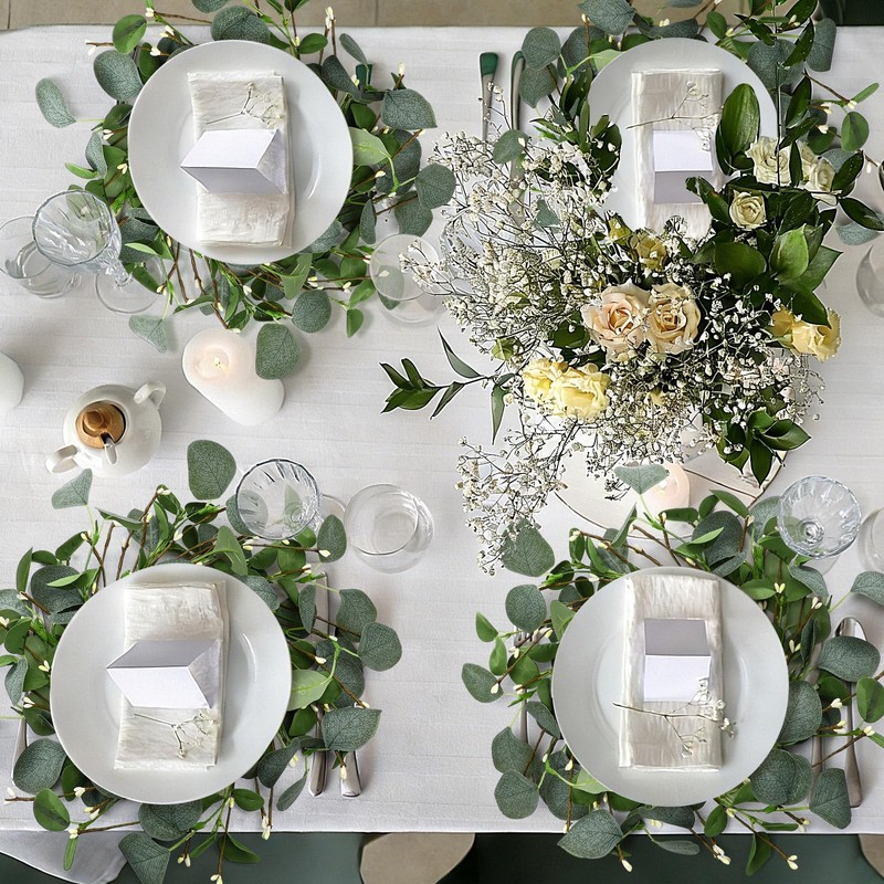 Gandeer Wedding Placemats Set of 6 Artificial Eucalyptus Leaves Place