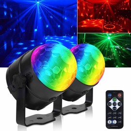 2 Pack Disco Ball Party Light with Remote Control, Music Controlled, Portable for Outdoor and Indoor, USB Plug, DJ Light, Party Gadgets, Disco Light, Strobe Stage Light for Party Lighting