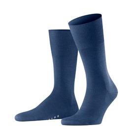 FALKE Men's Airport Socks, Breathable Climate Regulating Odour-Inhibiting Wool, Cotton Reinforced Flat Seam for Pressure-free Toes, Lightweight, Business, Everyday Wear, 1 Pair, Blue (Deep Royal 6778)