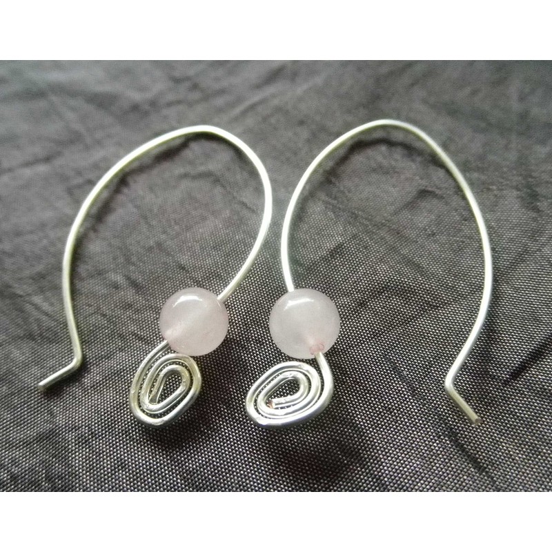 Ohrringe ELIPS Edelstein versilbert (Rosenquarz)