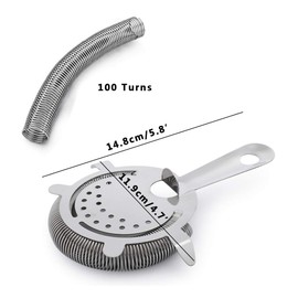SKY FISH Hawthorne Cocktail Strainer Stainless Steel Bar Strainer Professional 4 Prong Strainer with 100 Wire Spring