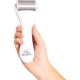 Rodillo facial de enfriamiento de ciruela, rodillo de barril de acero inoxidable, rodillo facial antienvejecimiento, herramienta de cuidado de la piel para masaje facial, previene arrugas y antienvejecimiento para cara y ojos