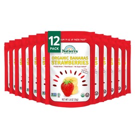 NATIERRA Organic Freeze-Dried Bananas & Strawberries | USDA Organic, Non-GMO & Vegan | 1.8 Ounce (Pack of 12)