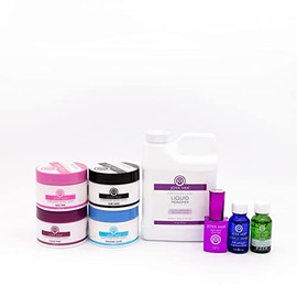 acrylic nail kit by Joya Mia Includes: Fast Setting LIQUID MONOMER ,Acrylic Powder: Pure white, Crystal Clear, Topaz Pink, Soft Pink, Shiny Top Coat, pH Bond and Primer Acrylic Powder Combo Set - Made in USA (4oz)
