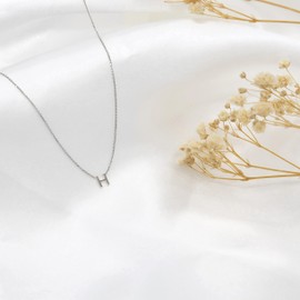 CARISSIMA Women's 9ct White Gold 4mm x 4.5mm 'H' Initial Adjustable Necklace 38cm/15'-43cm/17''