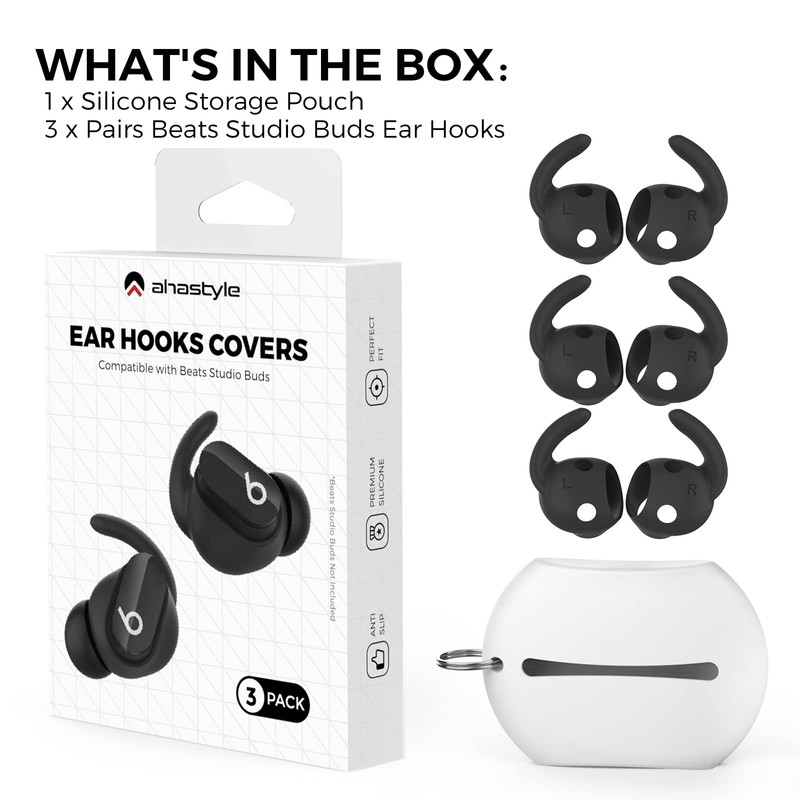 AhaStyle 3 Pairs Beats Studio Buds Ear Hooks Anti-Slip Ear