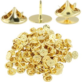 SHSHbuy Pin Clasp, 50 Pairs of Lapel Pins, Butterfly Pin, Clutch, Brooch Pins, Butterfly Clutch with Spikes, Blank Locking Pin for Crafts, Jewellery, DIY Making (Gold)