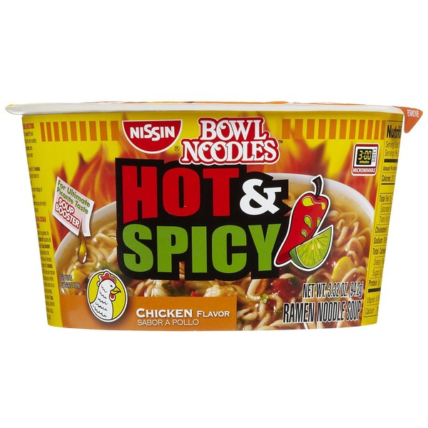 Nissin Bowl Noodles, Hot & Spicy Chicken Flavor, 3.32 oz