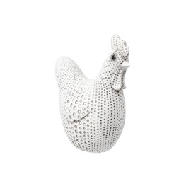 Modern Resin Spotted Chicken for Home Decor - Ornaments for Bathroom, Office, and Living Room Acccents - Sculptural Figurine for Shelf Display and Coffee Table Decor - 5", White & Gray