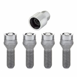 McGard Wheel Lock Bolt Set for Volvo V60/V60 Cross Country 2015-2019 | Cone Seat | M14 x 1.5 | 19mm Hex | 31.0mm Shank Length | 4-Pack | Chrome