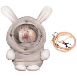 Sugar Glider Bonding Pouch Bonding Pouch Carry for Rat Syrian Hamster Hedgehog Small Pocket Pets, Gerbil Travel Bag Cute Bunny-Shaped Outing Bag with Large Transparent Window (Grey,Small)