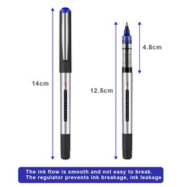 OFFCUP Rollerball Pen, Pack of 10 Rollerball Pens, Blue, 0.5 mm Smooth Ballpoint Pen, Liquid Ink, Liquid Ink Rollerball Pen for Office, School, Business