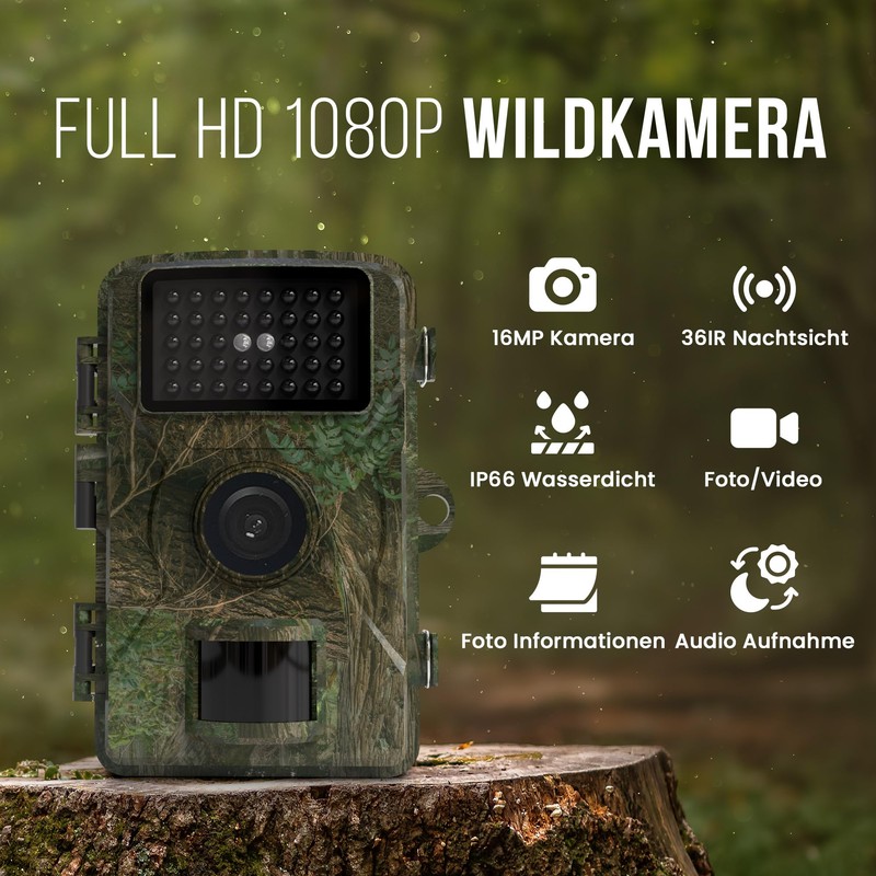 Strex Wildlife Camera with Night Vision - 16MP 1080P Full