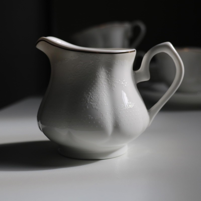 GuangYang 15-pcs Porcelain Tea sets for Adults, Off White Embossed