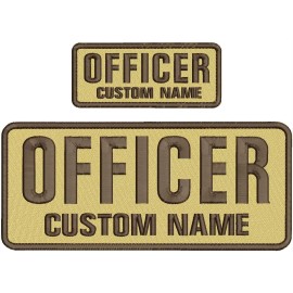 CUSTOM NAME EMBROIDERY PATCH 4X10 AND 2X5 HOOK ON BACK BROWN ON TAN