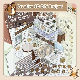 3D House Scene 20 Sets DIY Sticker Therapy for Adult Cute Cartoon Miniature Room Stickers Scene for Relief Stress Pass The Time
