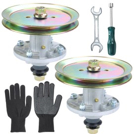 POSFLAG 2 Pack GY21098 Spindle Assembly Pre-Greased with GX20367 Spindle Pulley Replaces AUC15811 Spindle, GY20454, GY20962, UC23728 for John Deere D125 D130 D110 E100 E130 LA115 LA105 D105 Decks