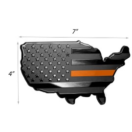 United States Map Flag Metal Trailer Hitch Cover Heavy Duty for Trucks Cars SUV (Fits 2" Receiver, Black with Orange Line)