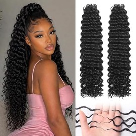 Feather Crochet Hair Extensions for Black Women 18 Inch 100 Strands Miracle Knots Hair Pre-Separated Invisible Knotless Wave Feathered Crochet Hair (1B#, 18 Inch(100Strands))
