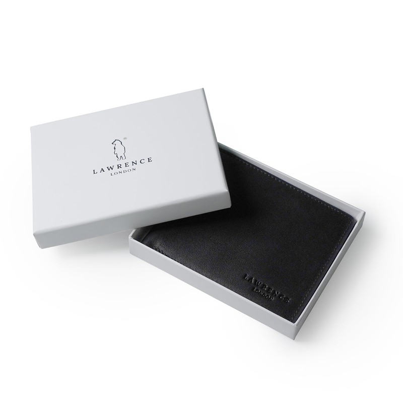 Lawrence London ® Mens Bi-Fold Wallet, Genuine Leather, RFID Blocking