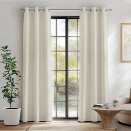 FMFUNCTEX 100% Blackout Curtains for Bedroom, Beige Curtains 72 Inches Long Textured Thermal Insulated Curtains for Living Room Drapes, Black Out Drapery Grommet Room Darkening 2 Panels, 40" W x 72" L
