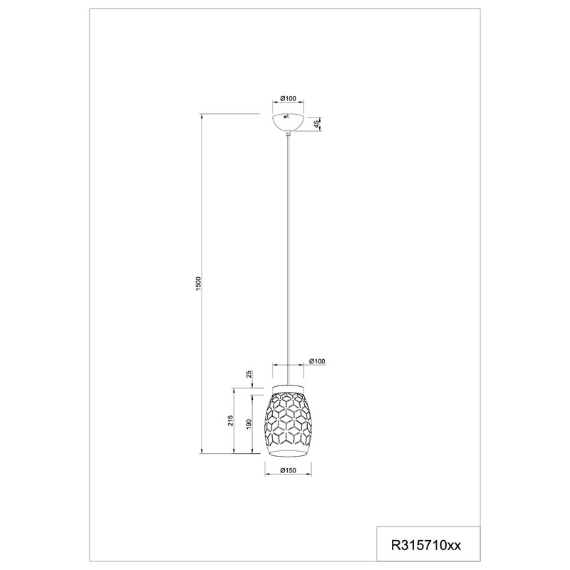 Reality Leuchten Bidar R31571080 Pendant Light Metal Black Matte /