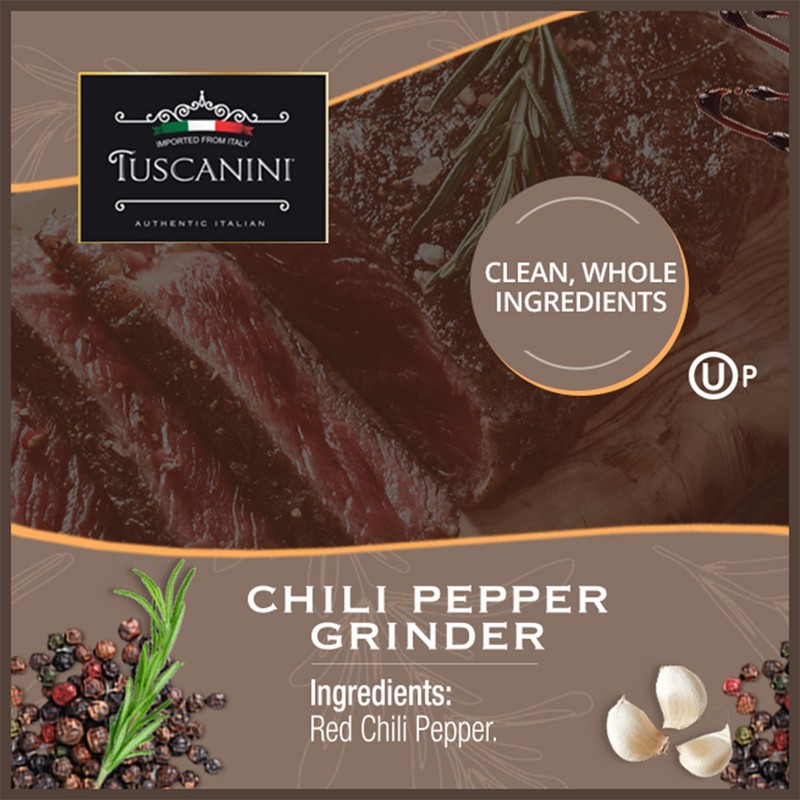 Tuscanini Premium Chili Pepper Spice Grinder, 1.06oz | Freshly Ground