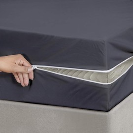 Zipper Fitted Sheet Rv King Size 72x80 Zipper Fitted Sheet 15 Inch Deep Pocket, 1800 TC 100% Brushed Microfiber Zipper Fitted Sheets, Zipper Mattress Cover 1 Fitted Sheet Only- Dark Grey Fitted Sheet