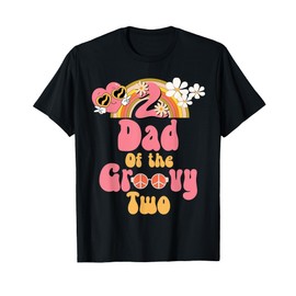 Dad of the Groovy Two peace sign retro birthday matching T-Shirt