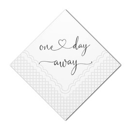 Geloar One Day Away Rehearsal Dinner Cocktail Napkins, One Day Away Party Supplies Paper Napkins in Bulk for Rehearsal Dinner Wedding Beverage Table Decorations 2-Ply, 5x5 Inches (50, Black)