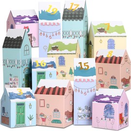 Kesote Advent Calendar for Filling, Children's Christmas Calendar Boxes, 24 Houses Boxes, Christmas Box, Gift Boxes, Cardboard for Crafts, Decoration, Girls, Boys, Christmas Decoration