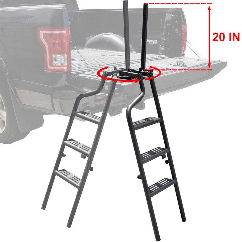 KEWISAUTO 45" Foldable Pickup Truck Tailgate Ladder with Grab Handle,