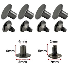 100 Sets Chicago Screws Gun Metal - 5/16 Inch Zinc Alloy Flat Head Studs Screw Rivets for Leather – Suitable for DIY Leather Crafts, Belts, Handbags & Garments