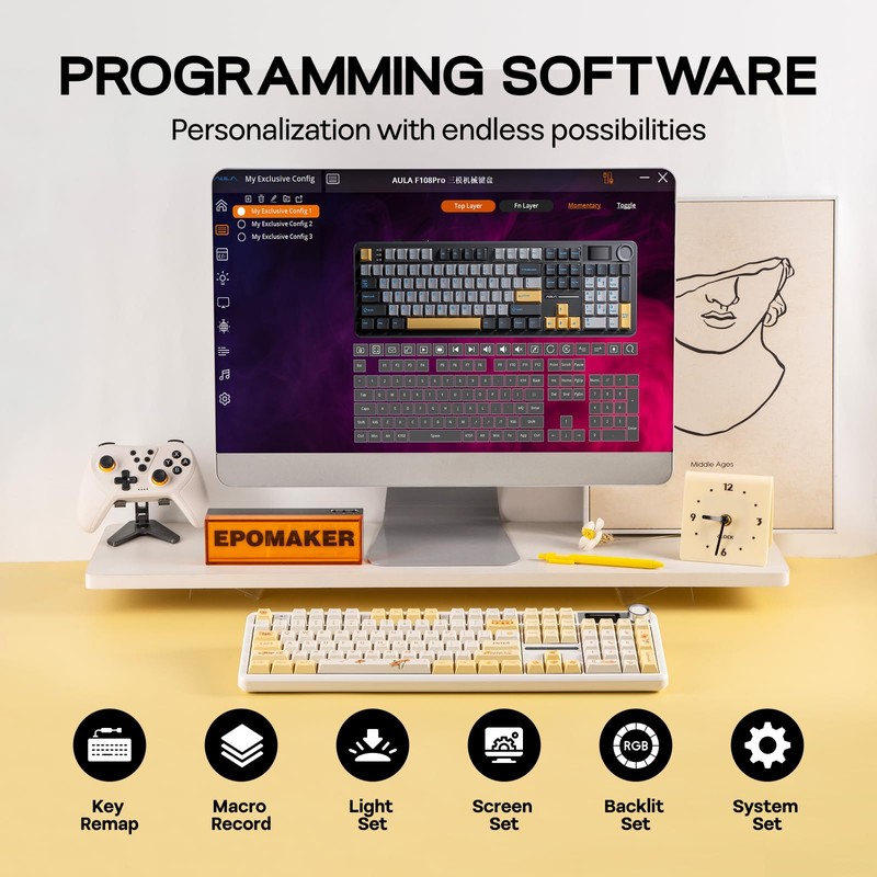 EPOMAKER X Aula F108 PRO Wireless Gaming Keyboard with Screen,