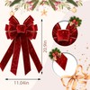 Vickasi Christmas Wreath Bows for Front Door, Glitter Red Velvet