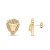 Men's Earrings Lion Head Studs, 14K Yellow Gold Over Sterling