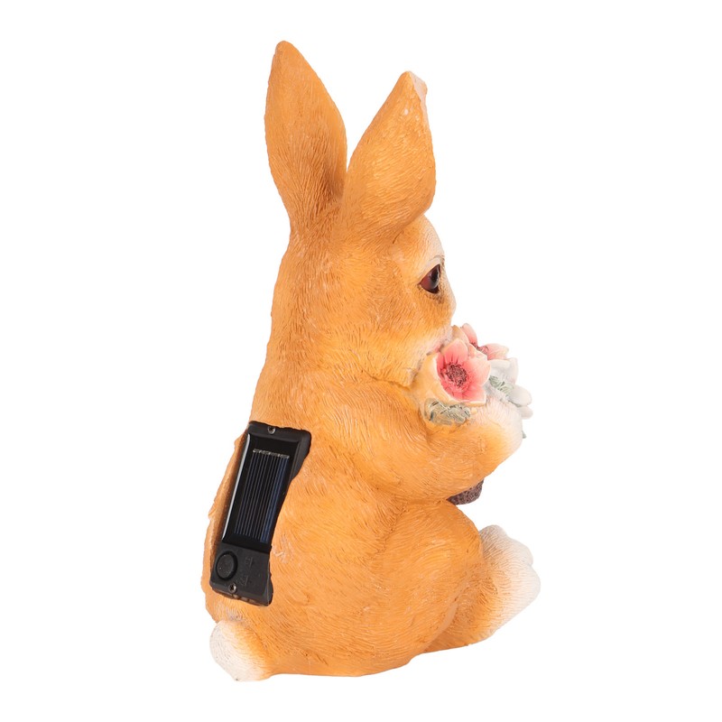 Solar Rabbit Statue Cute Handpainted Resin Bunny Statue Decor Rabbit