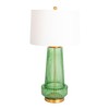 Creative Co-Op Ribbed Glass Table Lamp with Tapered Drum Shade,