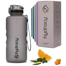 Hydracy - Botella de agua grande de 2 litros, 100 % última intervensión de BPA, a prueba de fugas, cero condensación, cronología motivacional, segura, no tóxica, duradera, diseño inteligente