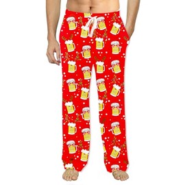 Soophiea Christmas Pajamas Pjs for Men Funny Xmas Elf Lounge Sleepwear Pants for Vacation Gifts Holiday Small