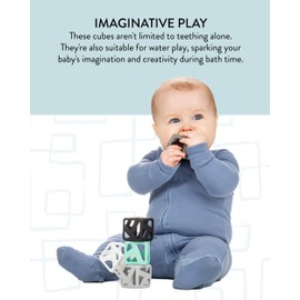 Malarkey Kids Stack N Chew - Mini Cubes Baby Chew Toy Monochrome - Develops Fine Motor Skills, Increases Grip Strength, Stimulates Hand-Eye Coordination. (Earthy)