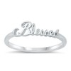 High Polished "Blessed" Ring New 925 Cute Script Sterling Silver