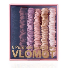 VLOMOT Juego De 6 Coleteros De Seda De Morera 100 % Pura Para El Cabello Con 6 Colores Elegantes Para El Día A Día, Coleteros De Seda Para El Cuidado Del Cabello Sin Daños () 6 Unidades (Paquete De 1) Rosa
