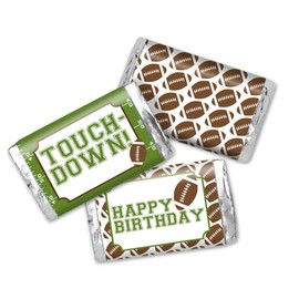 Football Touchdown Birthday Mini Chocolate Candy Bar Sticker Wrappers for Kids, 45 1.4" x 2.6" Wrap Around Labels by AmandaCreation, Great for Party Favors