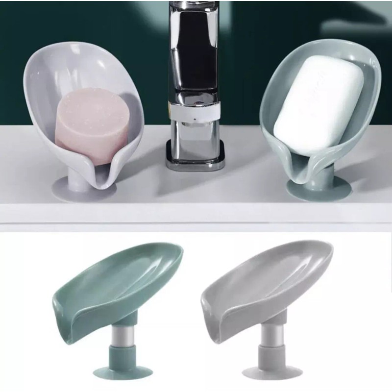 Unbranded Leaf Shape Soap Box Drain Soap Holder, White, Gray,