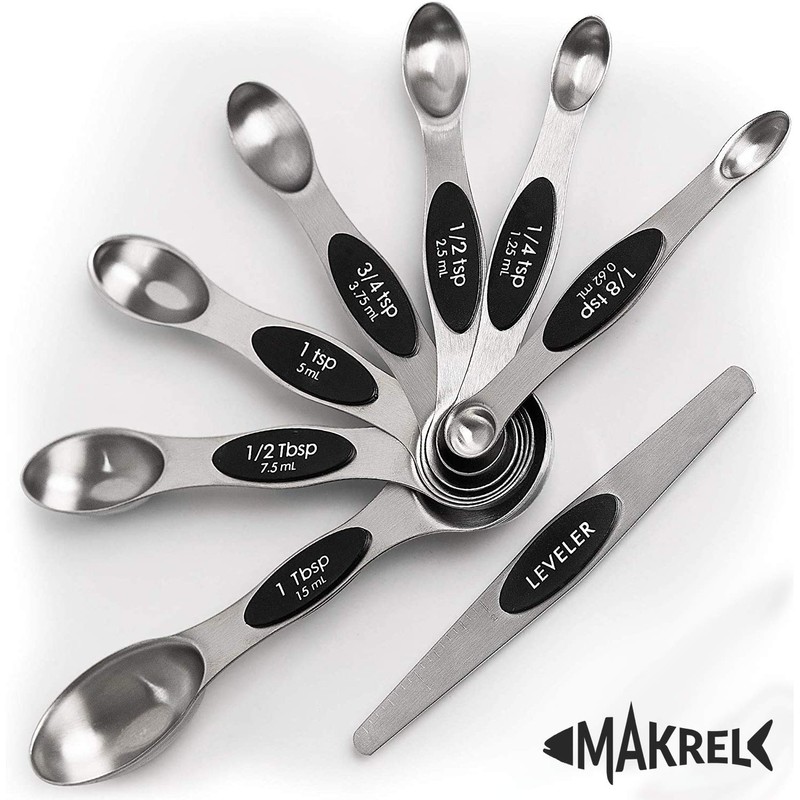 MAKREL® 8 Piece Magnetic Stackable Measuring Spoon Set Stainless Steel